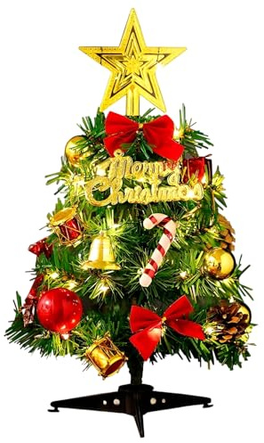 Mini Weihnachtsbaum 30cm, Künstlicher Weihnachtsbaum Klein mit Beleuchtung, Sternbaumspitze Weihnachtsdeko, Tannenbaum für Tischdeko Schaufenster Büro