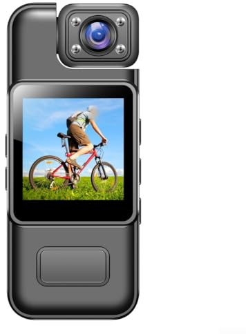 Portatile Mini Body Camera, Obiettivo ruotabile a 180°, Risoluzione 4K 1080p HD, visione notturna, rilevamento del movimento Supporto massimo per schede di memoria TF 128G per Avventura/Sport/Polizia