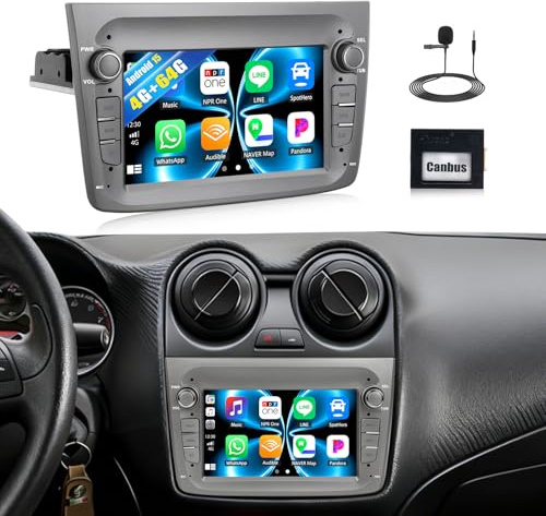 CAMECHO [4+64G] Android 15 Carplay Autoradio per Alfa Romeo MITO 2008-2016, Wireless Carplay Android Auto Nav, 7 Pollici 2 Din Stereo con Bluetooth WiFi FM/RDS Mirror Link EQ GPS +Canbus
