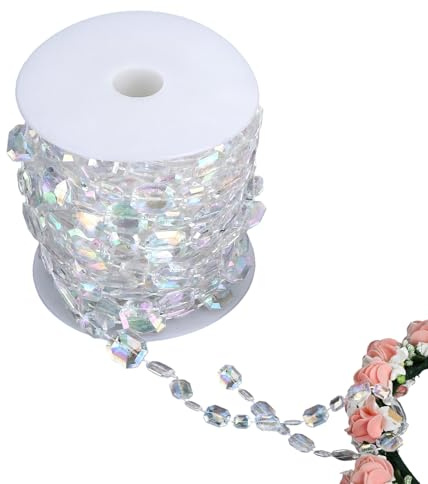 10 m Lange Girlande aus Kunststoffperlen, Kristall-Girlande Perlengirlande Kristall Diamant Girlanden für Hochzeit, Geburtstag, Schlafzimmer, Vorhänge Dekor