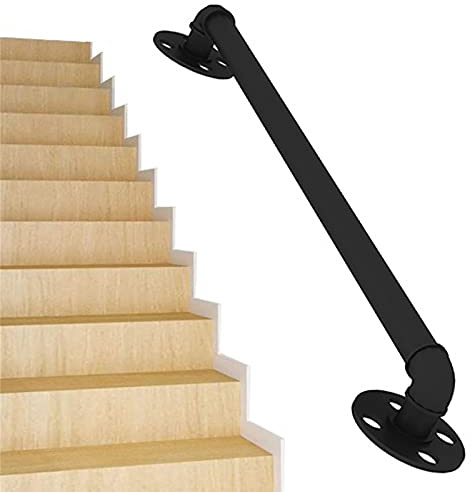 Handläcke För Trappa Smidejärn Industriell Handläcke Trappa Metallräcke Loft Korridor Väbanister Svart Säkerhet Trappa Rails/60Cm