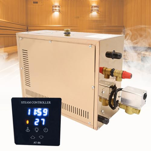 Shower Sauna Steam Generator Automatic Automatic Stainless Steel Steam Generator Household Steam Sauna Room Steam Bath Machine with LED Digital Display Automatic Heating 35-55°C,6KW
