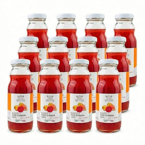 Consorzio Motta - Succo di Fico d'India 100% Succo Naturale Senza Conservanti, Ricco di Vitamine, Pack 12x 200 ml, Prodotto in Calabria