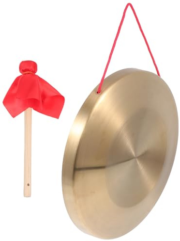 Gong de Mano Chino Dorado, Juego de 1 Pieza con Martillo