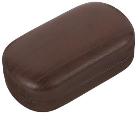 ABOOFAN Portable Eyes Lens Container with Leather Lining and Plastic Case, Good Sealing Performance Contact Lens Organizer for Travel with Clip and Small Mirror, Lightweight Brown Eye Care