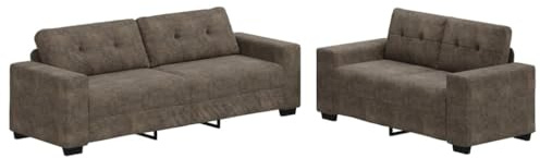 VIHHQGC 2-TLG. Sofa-Set Kunstleder dunkelgrau für das Wohnzimmer, Polstergarnitur aus Kunstleder mit Kissen