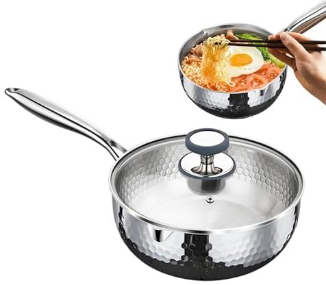 Cacerola con Tapa | Acero Inoxidable Con Tapa, Asa Y Pico Vertedor - Olla vaporera para cocinar - Para Freír Cocer A Fuego Lento Hervir Cocinar Comidas Saludables En Cocina Y