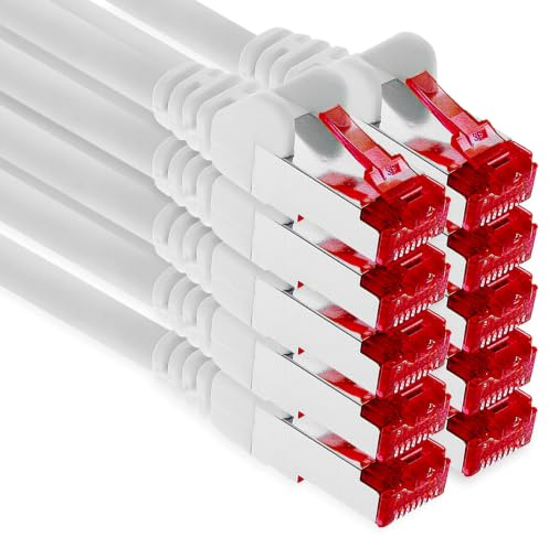 1aTTack 10x 0,5m - Câble patch câble réseau Cat 6 Cat6 RJ45 SFTP - blanc