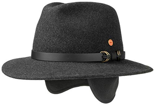 Mayser Öronlapp Georgia Outdoorhatt Damer/Herrar - Made in the EU vinterhatt herrhatt tyrolerhatt med öronklaffar, läderband Vinter höst-vinter - 58 cm antracit
