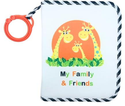My First Photo Album for Baby - Toddler Photo Album with Giraffe Family, Baby's First Photo Album Soft Fabric Cover, Holds 17 Photos, Baby Safe Mirror, Easy to Clean for Babies, Infants, Toddlers