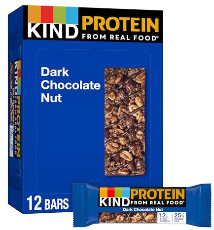 KIND Protein Bars, Dark Chocolate Nut, Gluten Free, Healthy Snacks, 12g Protein, 12 Count
