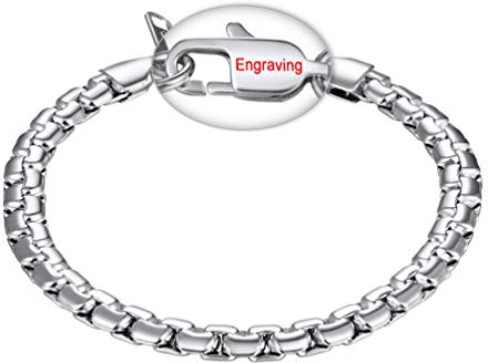 PROSTEEL Herren Personalisiertes Armband Edelstahl Venezianierkette Armband 6mm Breit Fashion Wasserfeste Armkette für Herren, Länge 20CM, Silber