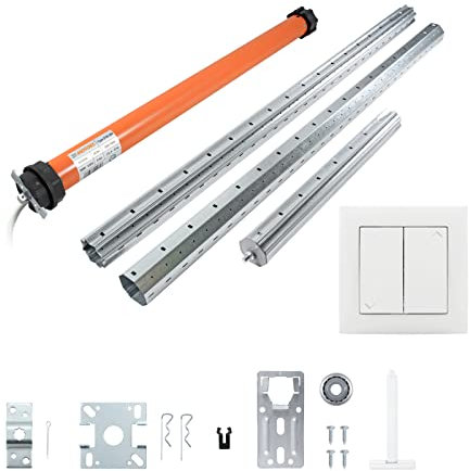 3T-MOTORS Rolladenmotor Komplettset, Rohrmotor mit elektronischen Endschaltern, Rollladenmotor SW60, Set bis 3,10 m Rolladenkastenbreite, Wippschalter, Rolladenwelle und Montage Zubehör