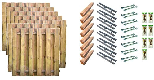 TETZNER & JENTZSCH Zäune Seattle 5 I Sichtschutz Zaun 180 x 180 cm Graugrün I Gartenzaun aus Holz für den Sichtschutz I Zaun mit Holzlatten I Bretterzaun I Komplettset verzinkt und genagelt