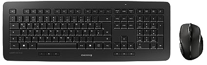 CHERRY DW 5100, Kabellose Tastatur & Maus, Tschechisch/Slowakisch, Schwarz | QWERTZ/QWERTY Layout, Verbindung über 2,4 GHz Funk mit USB-Dongle, Ergonomische Rechtshändermaus, Batteriebetrieben
