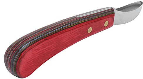 Cuchillo de Zueco, Herramienta de Acero Curvado, cortadora de Zueco, Herramienta de Limpieza, cortadora de pezuña con Mango de Madera compuesta para Mariscal ferrante 19,5 Cm