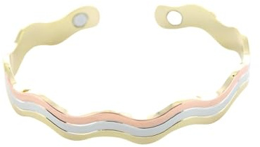 Bracelet cuivre avec Aimants Jonc Forme vagues 3 métaux