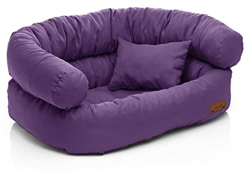 Juelle Hundebett - Großhundesofa, Abnehmbarer Bezug maschinenwaschbar, flauschiges Bett, Hundesessel Santi S-XXL (Größe: XL - 120x85 cm, Hell Lila)