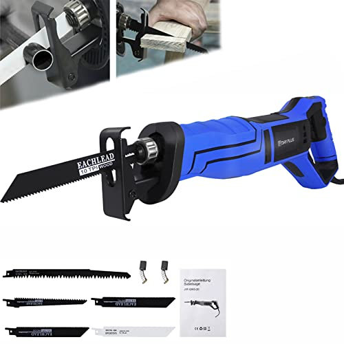 Scie Sabre, Professionnelle 900W Scie Égoïne Électrique 0~2800 trs/min Vitesse Variable, Scie a metaux, Scie a bois, Course 28 mm, Fournie avec 5 lames de scie, Changement De Lame Sans Outil