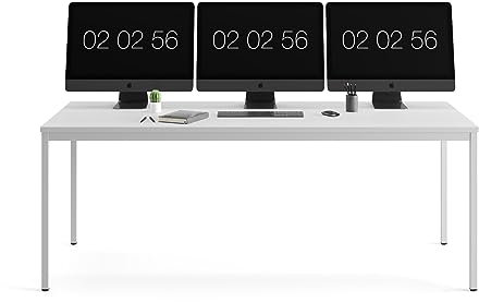 furni24 Schreibtisch-Stahl 200x100x75cm, Grau, TÜV/GS-Einfache Montage, Arbeitstisch, Bürotisch, Küchentisch, Esstisch, Druckertisch Büro-Möbel Arbeitszimmer Computertisch Gaming-Tisch Mehrzwecktisch