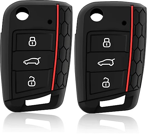Schlüsselhülle Kompatibel Mit Vv, Autoschlüssel Hülle Golf 7 | Mit VW Golf 7 MK7 SKoda Seat Leon Octavia Polo Seat Ibiza Ateca Silikon Schlüssel Cover,Seat Schlüsselhülle-3 Tasten