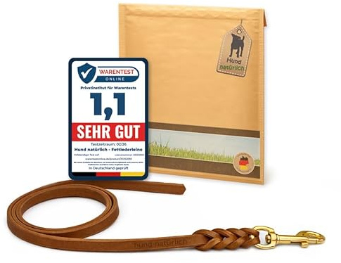 Fettlederleine 1m / 1,35m / 2,20m / 3m Chrom oder Messing ohne Handschlaufe (3m x 8mm, Cognac, Messing Haken)