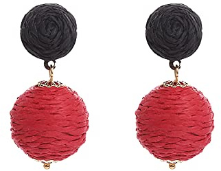 Boho Handmade Rattan Ohrringe Geometrische Bast Ohrringe für Frauen Mädchen Sommer Strand Schmuck Ohrringe Set Hänger