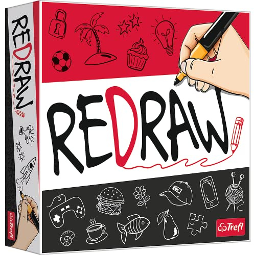 Trefl - Redraw - Dynamischaes Gesellschaftsspiel, Errate das Passwort | Zeichne die Zeichnungen der Anderen, Werde EIN Künstler, Spiel für Erwachsene und Kinder ab 10 Jahren