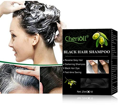 10 x 25 ml Black Shampoo, Farbstoff Schwarz, Instant Hair Dye – für das Wachstum der Haare | für natürliches und starkes Haar