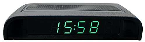 TOTMOX Reloj LCD de coche impulsado por energía solar-Pantalla de temperatura en el tablero del automóvil