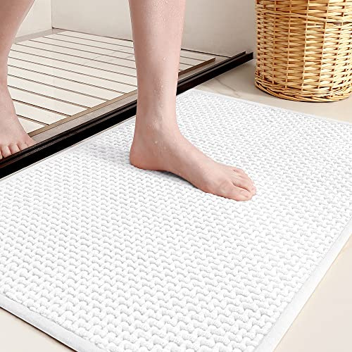 Color G Badteppich rutschfest Waschbar 40 x 60 cm, Weich Chenille Badezimmerteppich Super Saugfähig Badematte rutschfest Maschinenwaschbar Badvorleger für Dusche, Badezimmer, Badewanne - Weiß