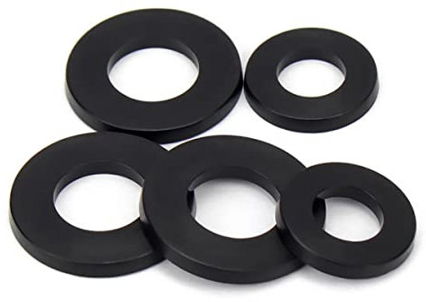 Flache Unterlegscheibe aus Nylon, schwarz, weiß, M2, M2.5, M3, M4, M5, M6, M8, M10, M12, M14, M16, M18, M20, M22, M24, Spacer-Dichtung, M4 x 10 x 0,3 (100 Stück), Schwarz