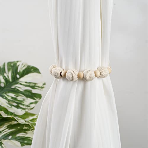 2er Boho Gardinenhalter Natürlicher Baumwolle, Vorhang-Raffhalter, Handgefertigt, Gewebter Vorhang gardinen Raffhalter für Gardinen im Böhmischen Stil