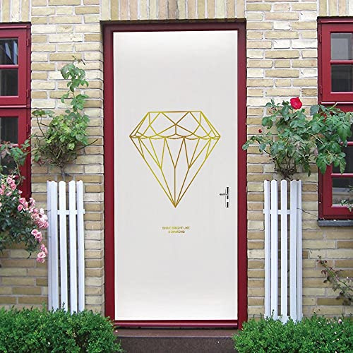 stickers paroi de douche 40x120cm(15.74 inches * 47.24 inches)Diamant or Stickers de Porte PVC Imperméable Trompe l'œil Décoration Papier Peint Murale pour Salon Cuisine Chambre Salle de Bain Decorati