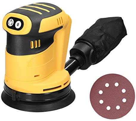 Irfora Smerigliatrice orbitale a batteria da 125 mm, per legno, per auto elettrica, multifunzione, levigatrice orbitale regolabile a 3 marce, per batteria da 20 V