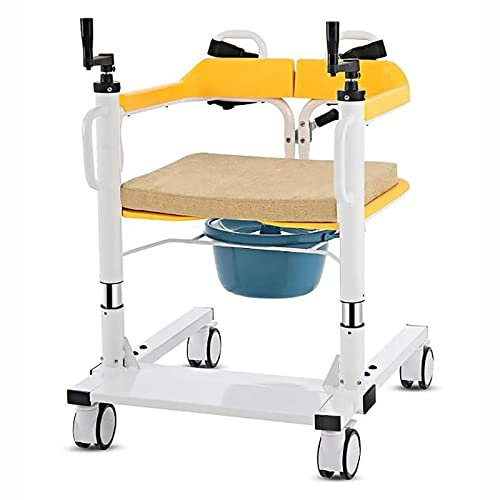 Sedia elevatrice per paziente, sedia a rotelle da bagno con vasino, portatile con sedile diviso a 180°, sedia a rotelle per anziani disabili