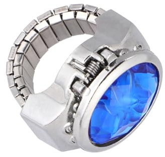 Holibanna Ovaler Modischer Quarzuhr Fingerring Mit Dehnbarem Gummiband Unisex Kleiner Uhrenring in Blau Praktisches Schmuckstück Für Damen Und Herren