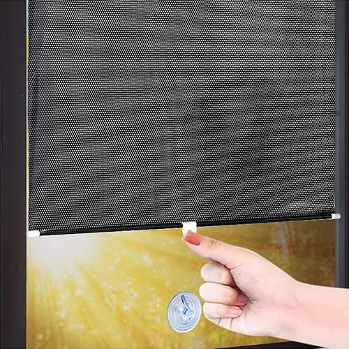 Suction cup roller blinds no drilling,Punch-free Retractable Balcony Sun Shade,temporary privacy blinds for doors and windows,bedrooms and balconies