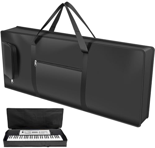 Funda acolchada portátil para teclado de piano eléctrico, con asa y correa de hombro ajustable, 2 bolsillos laterales, bolsa de tela Oxford 420D, 100