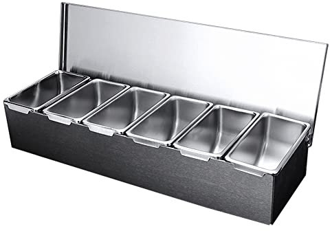 ACROSSPART Contenedor de acero inoxidable para bar, limones, frutas, aceitunas y cócteles, recipiente para alimentos