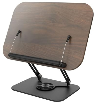 Buchständer,Verstellbarer Buchhalter mit 360° Drehbarer Basis,Faltbare Tragbare Kochbuchständer Rezeptbuchhalter mit elastischen Seitenklammern für Notenblätter Bücher Laptop Tablet Lehrbücher