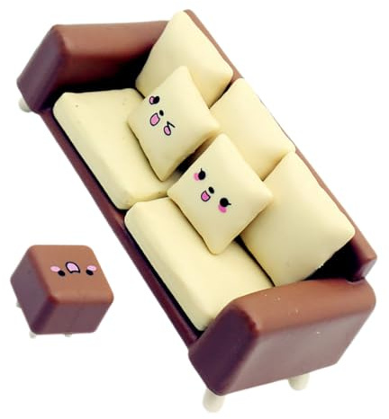 Toyvian Miniatur-puppenhaus-Dekoration 1 Set Mini-Sofa Und Hocker Miniatur-couchhocker Puppenmöbel Für Mini-
