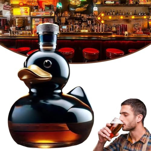 Funny Whiskey Duck Bottle, 10 Unzen Gravierte Whiskey Gläser, Whiskey Gläser für Männer, Whiskey Probiergläser, süße Weingläser, süße Ente Whiskey Dekanter, für Whiskey Liebhaber (#03)