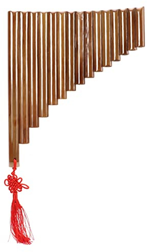 Panflöjt, Naturlig Bambu 15 Pipes Pan Pipe Instrument, G Key Traditionellt Kinesiskt Musikinstrument Pan Pipes Träblåsinstrument med Bärväska, Lätt Att Lära Sig