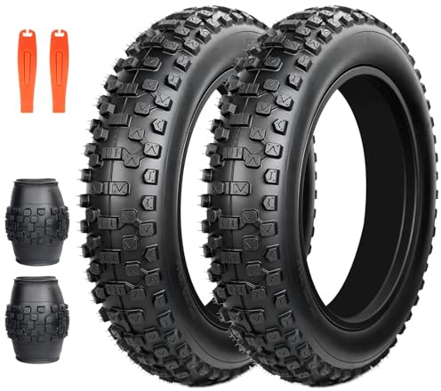 'BALINGE 2 Pack Fat Tire for Ebike Mountain Bike Heavy Duty High-Performance Wear-Resistant E-Bike Mountain Snow Bike Tire 20'' x 4''，Black，1/2 Tires 1/2 Tubes 2 levers'