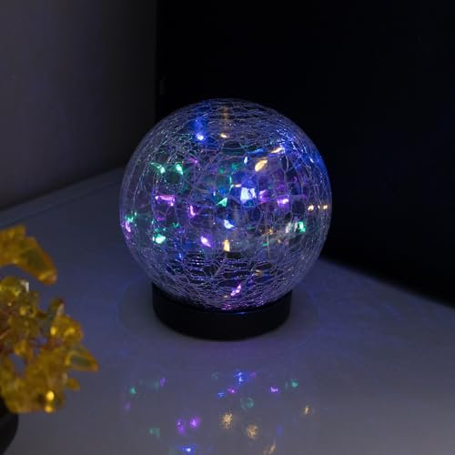 Homoji Cracked Glass Solar Globe Lights Outdoor Waterproof Solar-Powered Garden Lights with Warm White Glow and Multi Colors, for Pathways, Patios, Lawns, and Yard Decor 6 inch (Multiple Color)