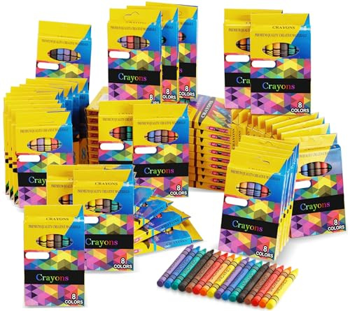 Extrapins 50 Pack Crayons Bulk, Crayon Packs with 8 Assorted Colors, 400 Count Bulk, Crayons Party Favors, Mini Boxes of Crayon for Home Office Birthdays Party Supplies