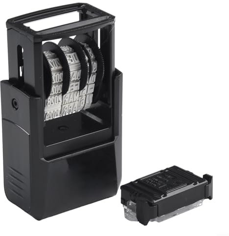 Besttoolifes 4810 Selbstfärbender Datumsstempel Mini Dater für Büro Geschäftsdokumente mit einstellbarem Datum in Englisch schwarzes Stempelkissen inklusive 20 x 3,8 mm Abdruckgröße (englischer
