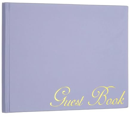 PATIKIL Elegant Guestbook, 9x7 PU Leather Wedding Guest Book Stylish Sign in Book with 50 Blank 120GSM Paper for Receptions Birthdays Funerals Special Events, Pink Purple