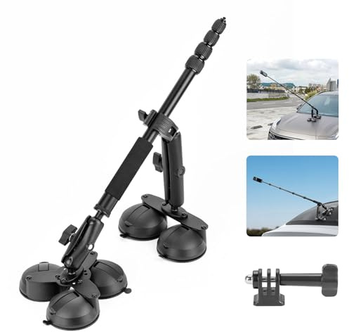 BRDRC Bilfäste för sugkopp för Insta360 X5 X4 X3, fönstermonteringssats med 1,5 m förlängningsstång selfiepinne för Insta360 X2 X ONE RS, DJI OSMO 360 och GoPro-kameror